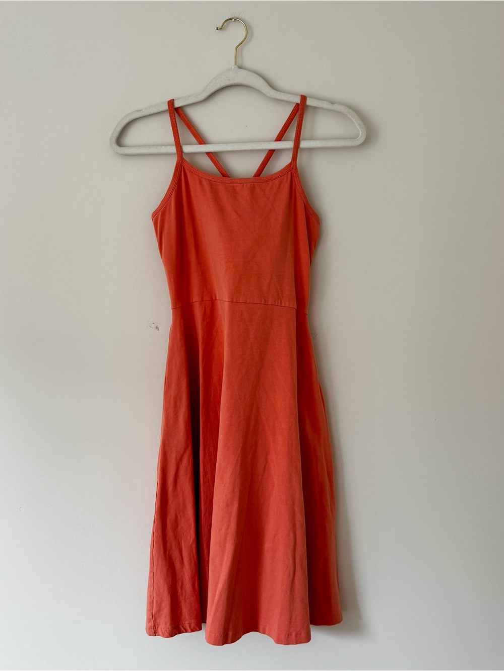 Pact Fit & Flare Tank Knee Length Organic Cotton Dress, Coral / Peach – Small
